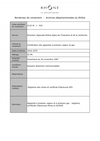 Contrôle des appareils à vapeur.