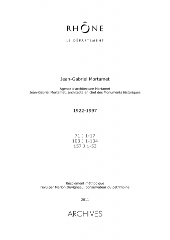 71J - Archives de Jean-Gabriel Mortamet, architecte