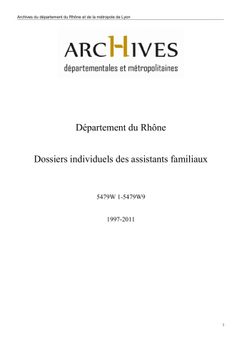 Dossiers individuels des assistants familiaux.