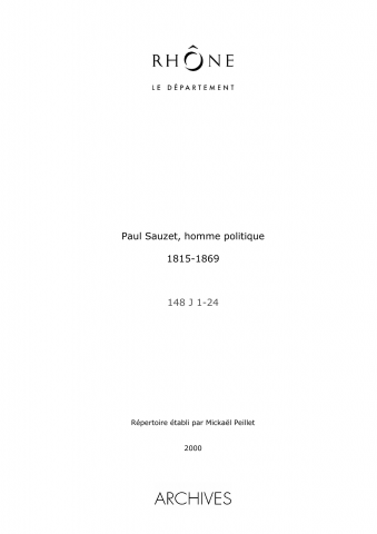 Archives de Paul Sauzet, homme politique.