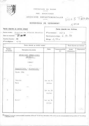 Opérations immobilières amiables.