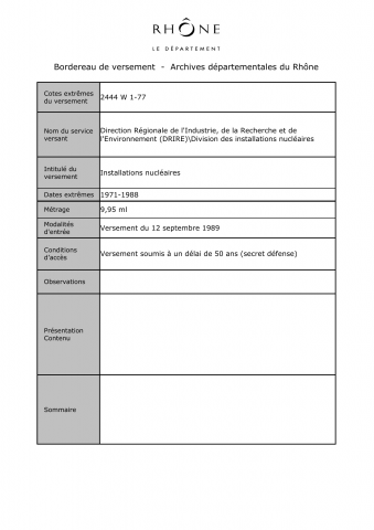 Installations nucléaires.
