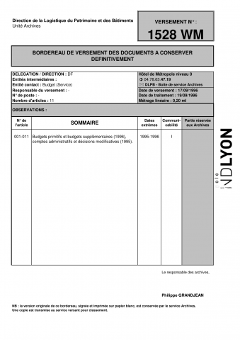 Budgets et comptes administratifs.