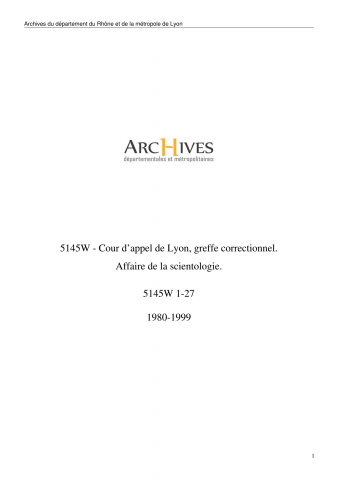 Affaire de la scientologie : dossier de procédure.