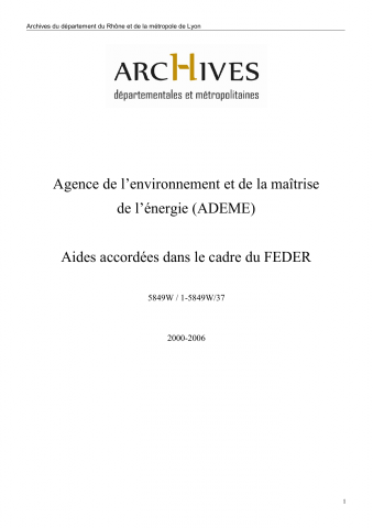 Aides accordées dans le cadre du programme FEDER 2000-2006.