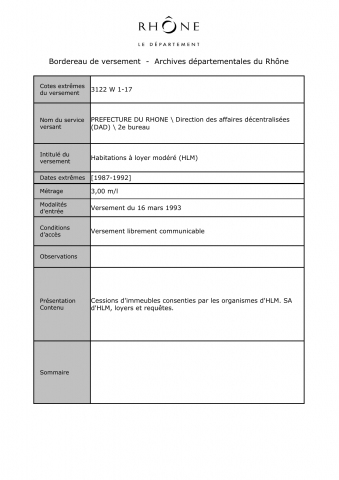 Habitations à loyer modéré (HLM).