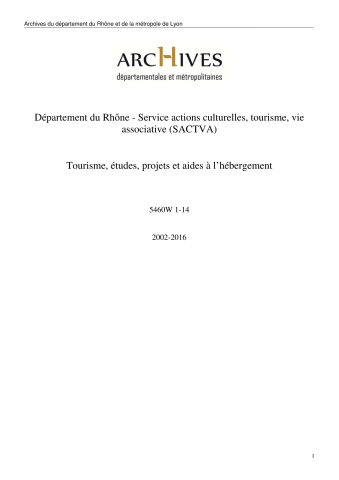 Tourisme, études, projets et aides à l'hébergement.