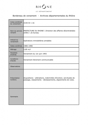 Opérations immobilières amiables.