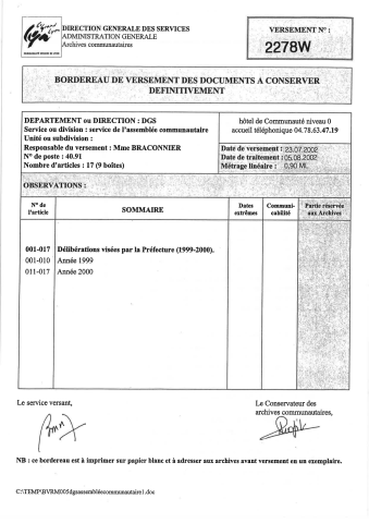 Conseil communautaire, préparation et tenue des séances.