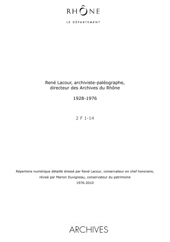Archives de René Lacour, archiviste.