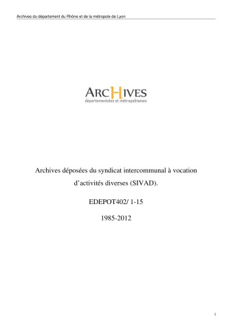 Syndicat intercommunal à vocation d'activités diverses (SIVAD).