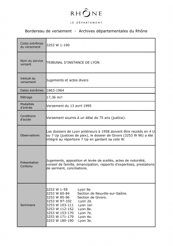 Jugements et actes divers.