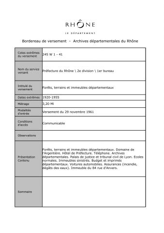 Forêts, terrains et immeubles départementaux.
