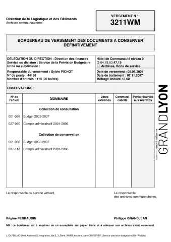 Budgets et comptes administratifs.