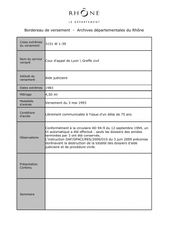 Dossiers d'aide judiciaire.