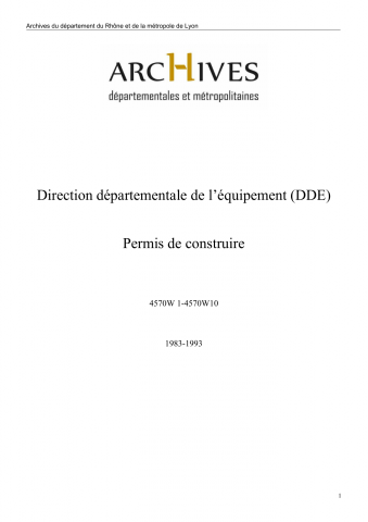 4570W - Direction départementale de l'équipement (DDE) - Permis de construire