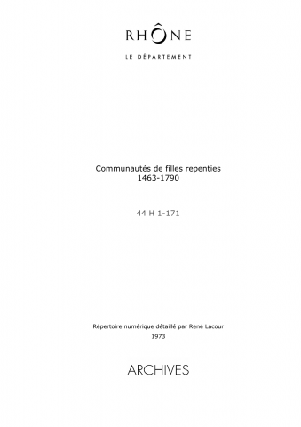 Communautés de Filles Repenties.