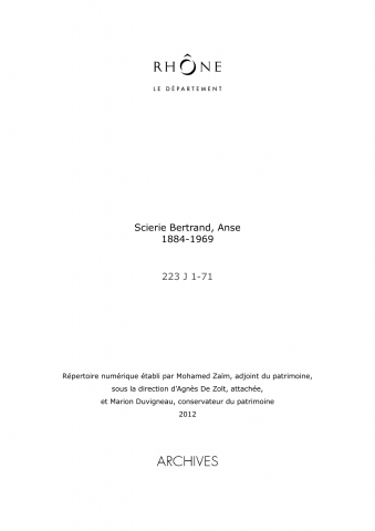 Scierie Bertrand (Anse).