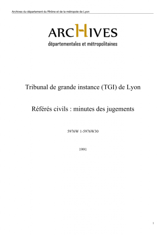 Référés civils : minutes des jugements.