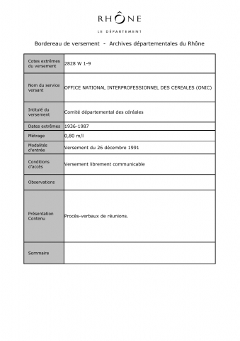 Comité départemental des céréales.