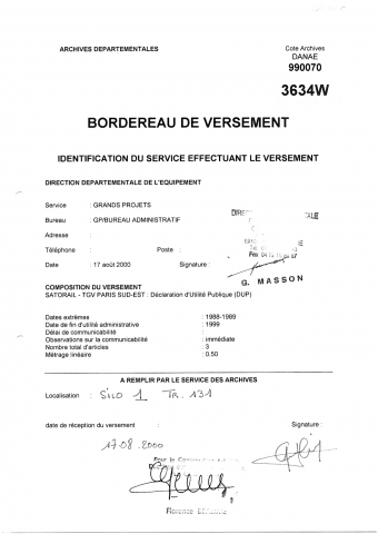 Satorail TGV Paris Sud-Est.