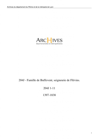 204J - Famille de Buffevent, seigneurie de Flévins