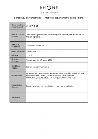 Accidents du travail agricole.