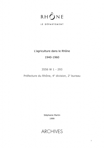 Rapport annuel (1946) et rapports sur la situation de l’agriculture dans le département (1943).