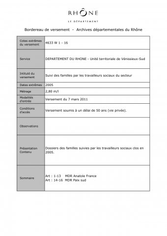 Aide sociale, suivi des familles par les travailleurs sociaux du secteur.
