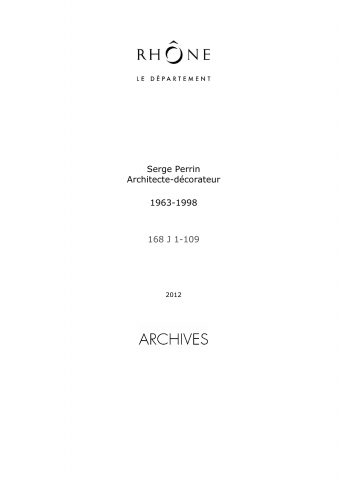 Archives de Serge Perrin, architecte.