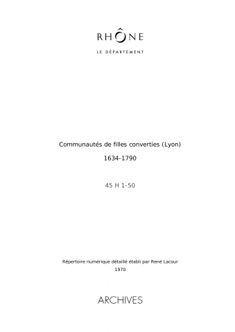 Communautés des Filles Converties.