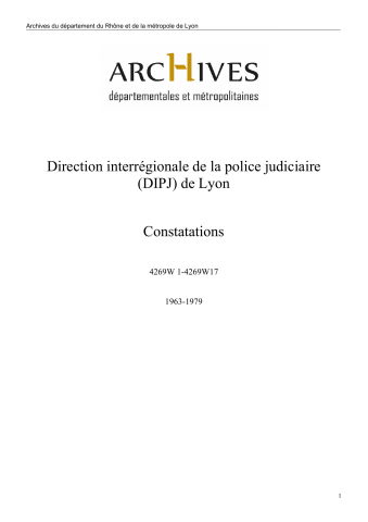 4269W - Direction interrégionale de la police judiciaire (DIPJ) de Lyon - Constatations