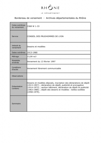 3368W - Conseil de prud'hommes de Lyon - Affaires prud'homales