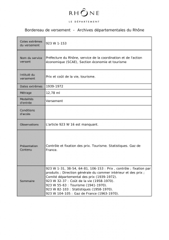 Prix et coût de la vie, tourisme.