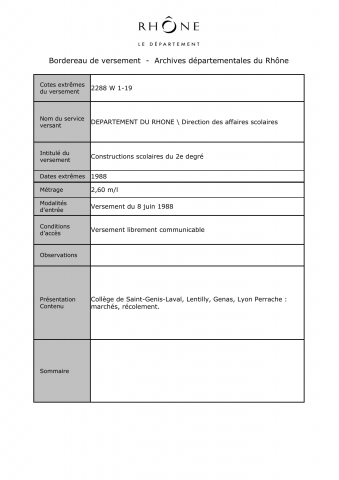 Constructions scolaires du 2e degré.