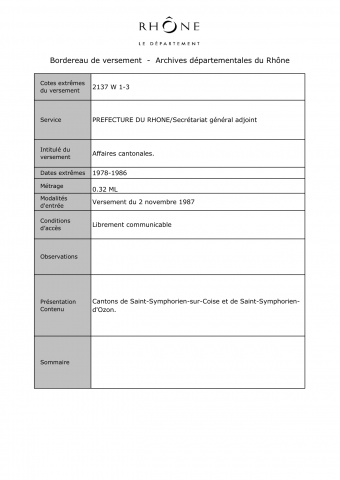 Affaires cantonales.