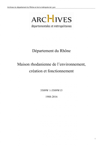Association "Pour une Maison de l'Environnement", préfiguration.