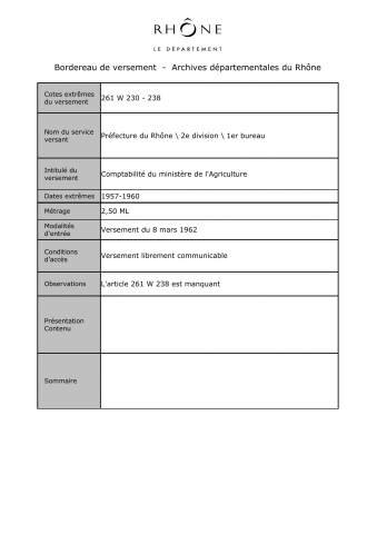 Comptabilité du ministère de l'Agriculture.
