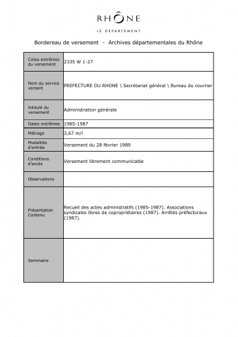 Administration générale.