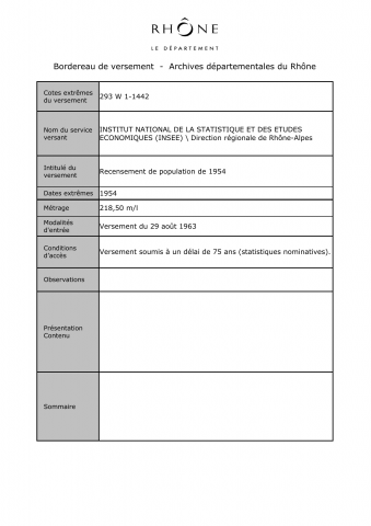 Recensement de population de 1954.