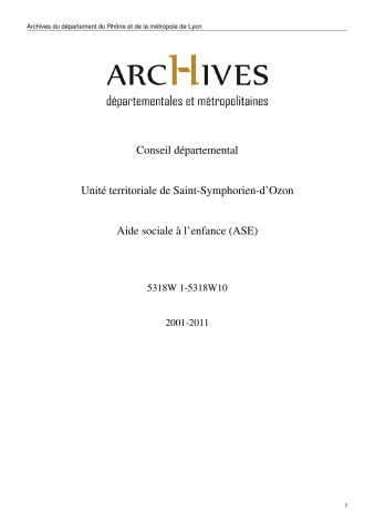 Aide sociale à l'enfance (ASE) : dossiers individuels et familiaux.