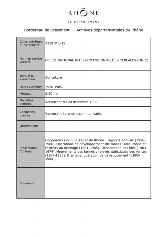Coopératives agricoles, opérations de développement, statistiques agricoles.