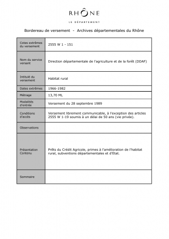 Habitat rural, logements d'exploitants et d'animaux, logements pour les récoltes, fumières.