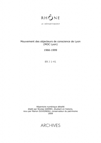 Objection : journal du MOC (1974-1981). MOC info : bulletin de liaison du MOC (1990-1993).
