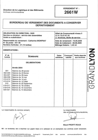 Conseil communautaire, préparation et tenue des séances.