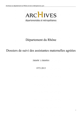 5804W - Département du Rhône - Dossiers de suivi des assistantes maternelles agréées