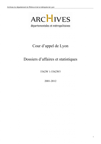 5362W - Cour d'appel de Lyon - Dossiers d'affaires et statistiques