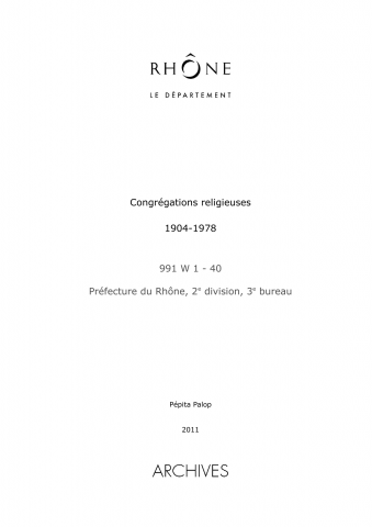 Congrégations religieuses.