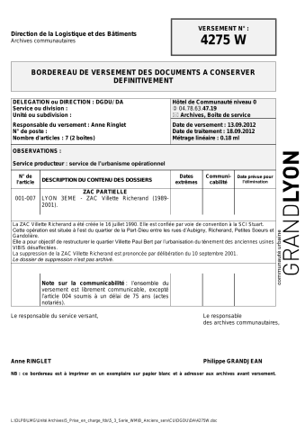 ZAC Villette Richerand à Lyon 3ème.