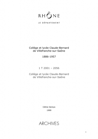 1T - Collège et lycée Claude Bernard (Villefranche-sur-Saône)
